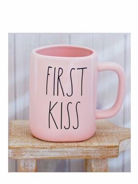 NEW Rae Dunn FIRST KISS Pink Ceramic Coffee Mug
